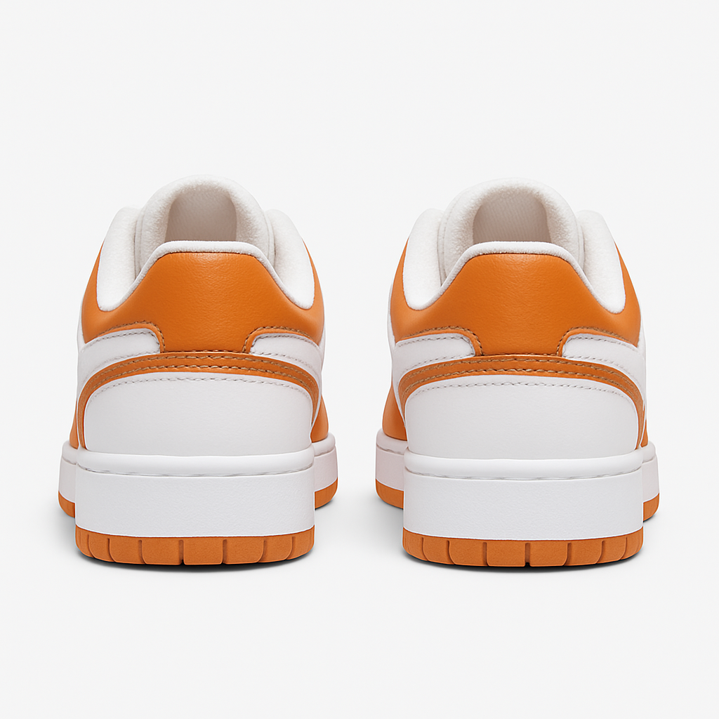 Women’s Fashion Sneakers – Orange & White with Star Design